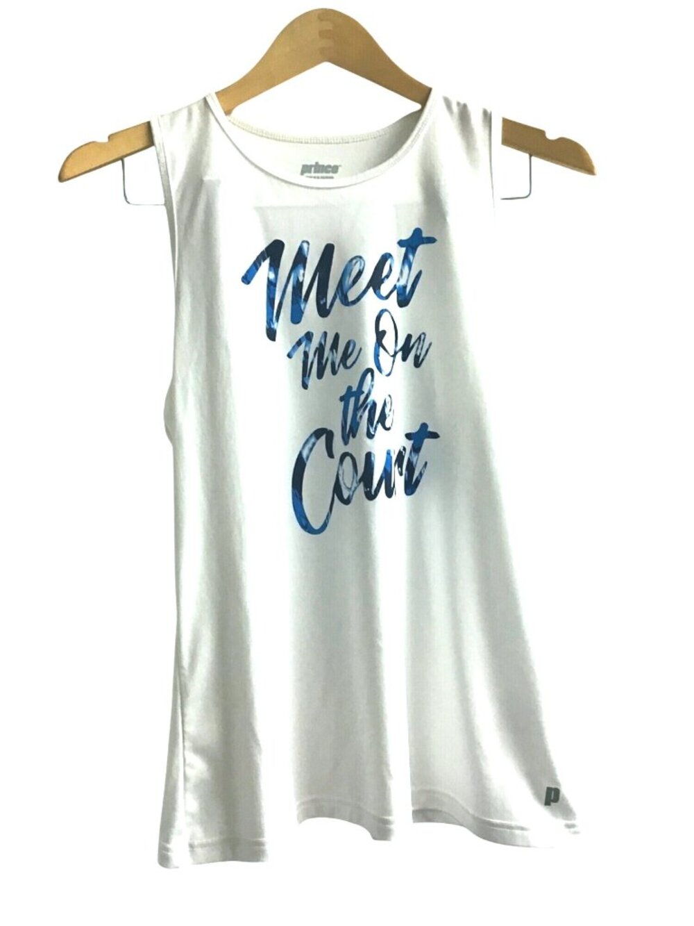 PRINCE- WOMEN'S WHITE GRAPHIC RACE BACK TANK SIZE MEDIUM